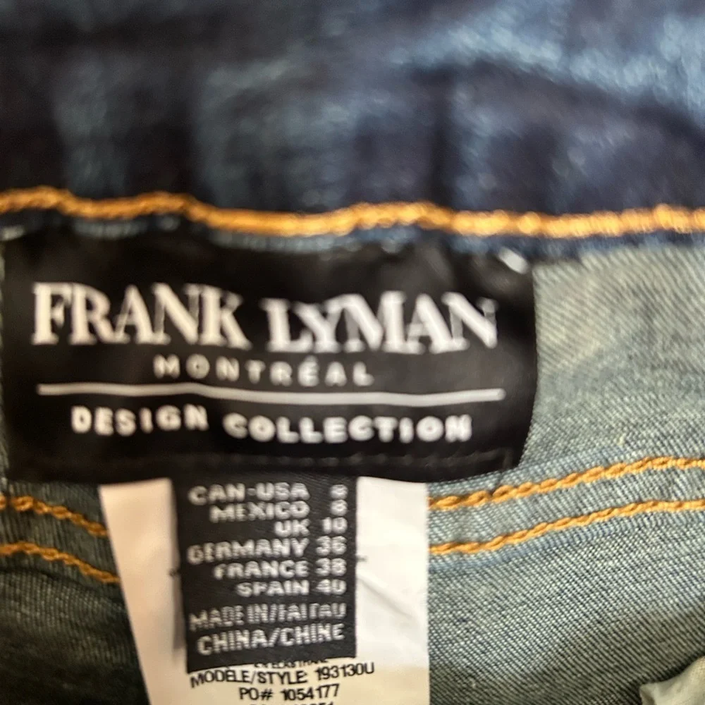 Frank Lyman Design Blue Jeans with Leopard Trim - Picture 4 of 5